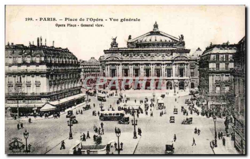 Old Postcard Paris Square L & # 39Opera Vue Generale