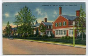 Elizabeth W Murphy School Dover Delaware linen postcard