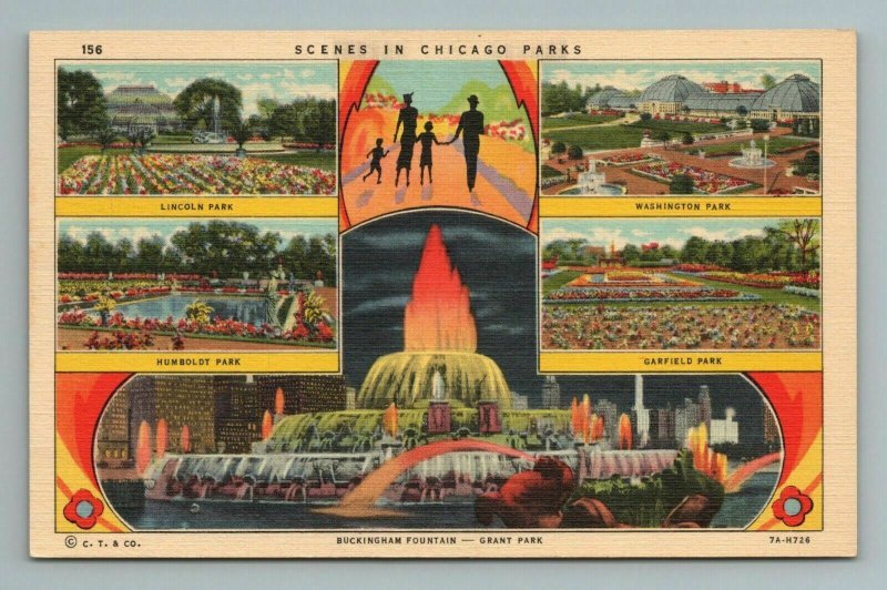 Parks Lincoln Washington Humboldt Garfield Grant Chicago Illinois Postcard