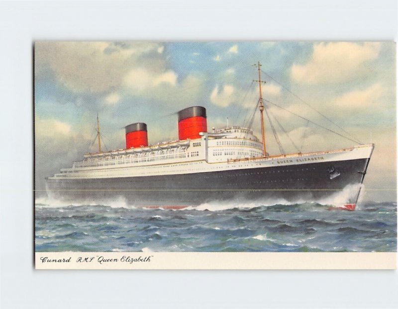 Postcard Cunard RMS Queen Elizabeth
