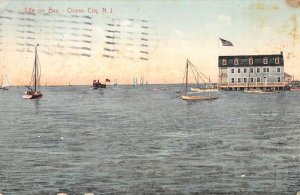 Ocean City New Jersey Life on Bay Water Front View Vintage Postcard AA50312