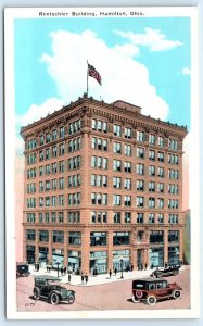 HAMILTON, Ohio OH ~ Street Scene RENTSCHLER BUILDING ca 1920s   Postcard