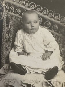 Early 1900's RPPC Postcard Real Picture Baby In White Gown