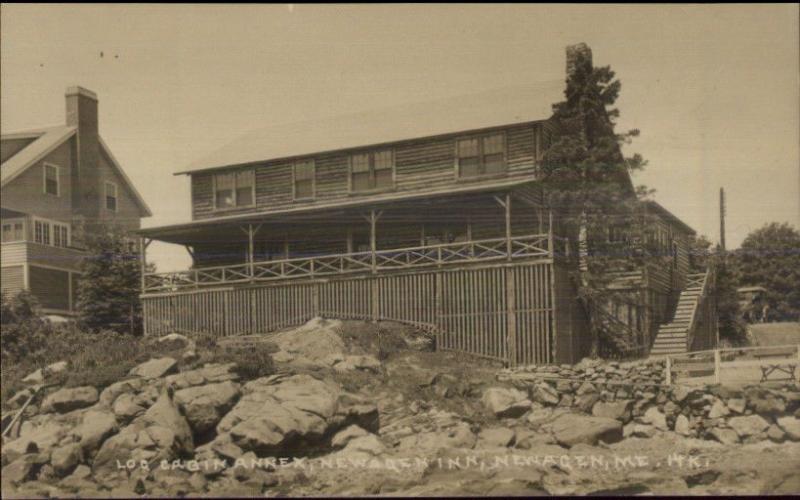 Newagen ME Inn Log Cabin Annex c1915 Real Photo Postcard