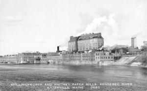 Waterville Maine Paper Mills Kennebec River Real Photo Antique Postcard K57025 