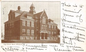 High School Berlin Wisconsin 1906 postcard