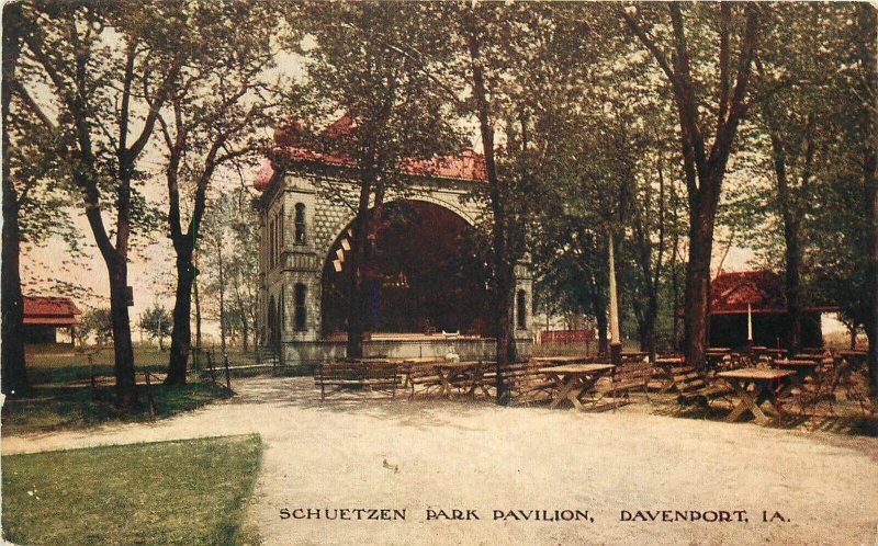 Postcard Iowa Davenport Schuetzen Park Pavilion C-1910 23-2616