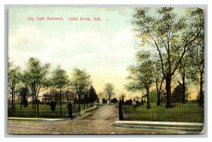 Vintage 1911 Postcard Colorized Photo City Park Entrance Little Rock Arkansas