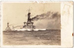 RPPC, US Florida Battleship in the Lead