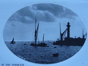 Thames Sailing Barge SUNRISE IN THE HARBOUR c1910 RP Postcard by Rotary