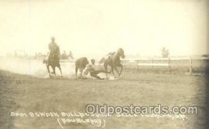 Sam Bowden Bulldogging, Belle Fourche, S.D. USA Western Cowboy Unused light t...