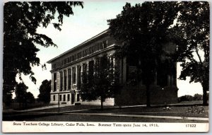 1913 State Teachers College Library Cedar Falls Iowa IA Campus Posted Postcard