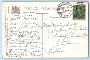 Thanksgiving Postcard Turkeys Walking In Line Embossed Tuck St. Paul MN c1910s