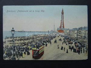 Lancashire BLACKPOOL Promenade on a busy day c1904 Postcard by Baur's