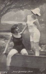 Pinup girls Jolly Bathers # 6 c1905 postcard BC104