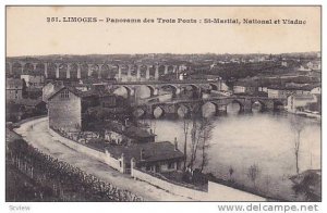 Limoges , France , 1900-10s ; Panorama des Trois Ponts