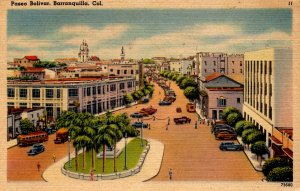 Barranquilla, Colombia -  Downtown on Paseo Bolivar - in 1947