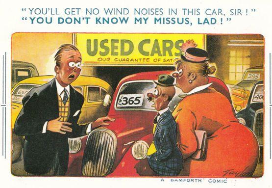 Wartime Car Dealer Wind Farting Noises From Vehicle Comic Humour Postcard