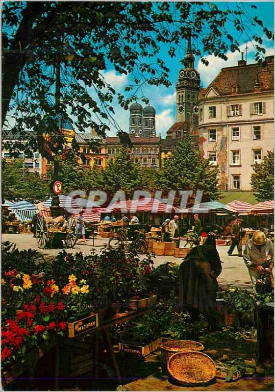 Postcard Modern Market with Viktualen Townsteeples inBackground