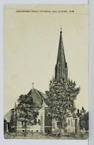Eau Claire Wisconsin Congregational Church Postcard M14