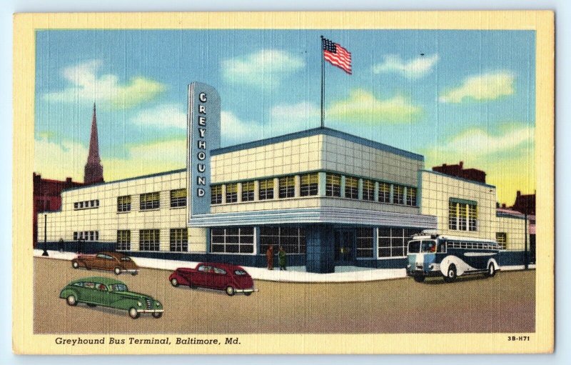 Greyhound Bus Terminal Baltimore MD Maryland Postcard (DK10)