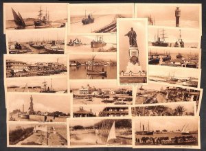 Set of 20 vintage postcards Egypt Port Said and Suez canal navigation