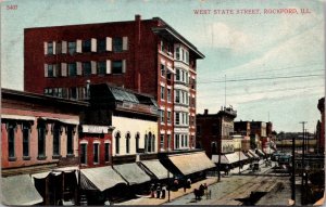 Postcard West State Street in Rockford, Illinois