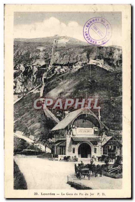 Old Postcard Lourdes La Gare Du Pic Du Jer