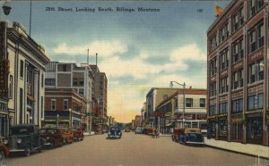 Billings Montana MT Street Scene Coca Cola Signage Linen Vintage Postcard