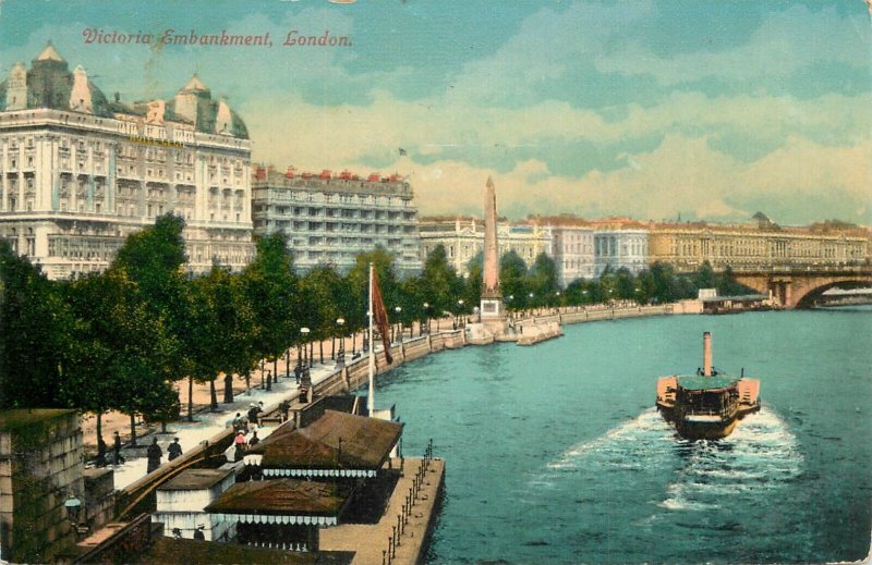 London Thames navigation & sailing Victoria embankment paddle steamer the Needle