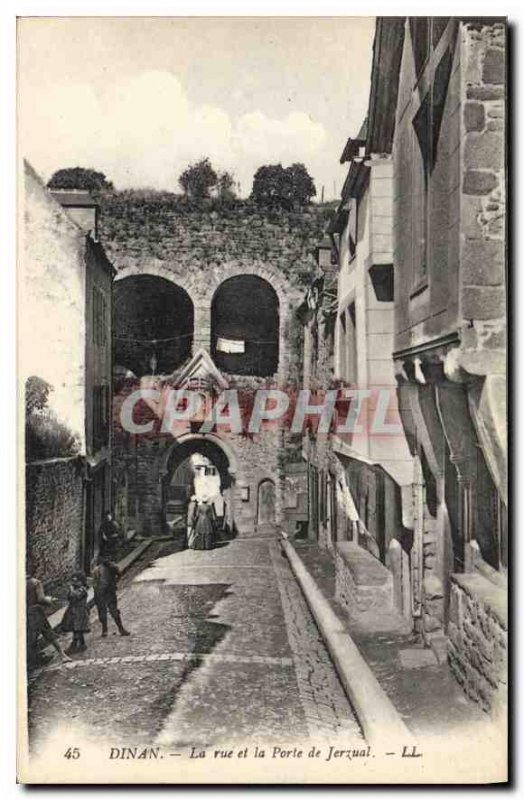 Old Postcard Dinan Street and Porte de Jerzual