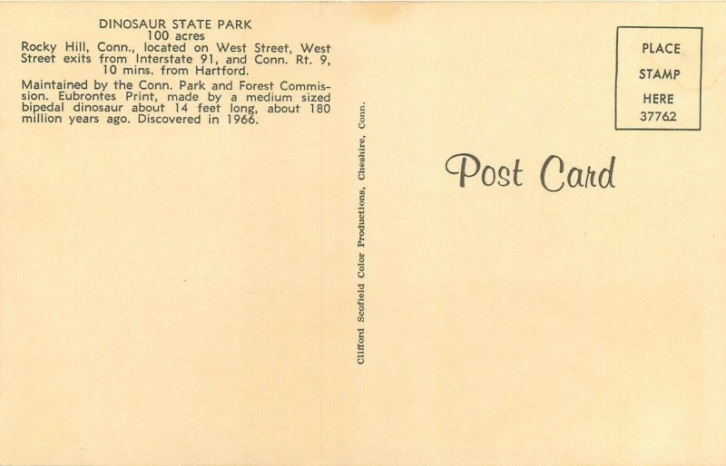 Dinosaur State Park Rocky Hill Connecticut CT Eubrontes footprint Postcard