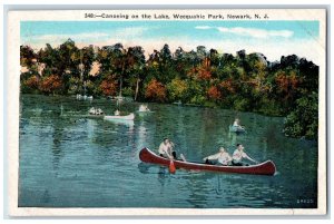 c1920's Boat Canoeing on the Lake Weequahic Park Newark New Jersey NJ Postcard 