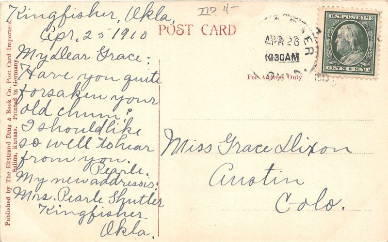 F81/ Kingfisher Oklahoma Postcard 1910 Public Schools