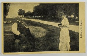 Taking in the Sight Woman Takes Photo of Large Man 1908 Altoona Pa Postcard R11