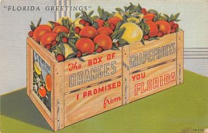 Box of Oranges Florida, USA Fruit Assorted 1946 