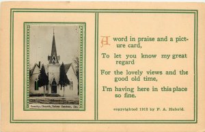 c1912 Postcard Real Photo Inset of Yates Center KS Presbyterian Church & Poem