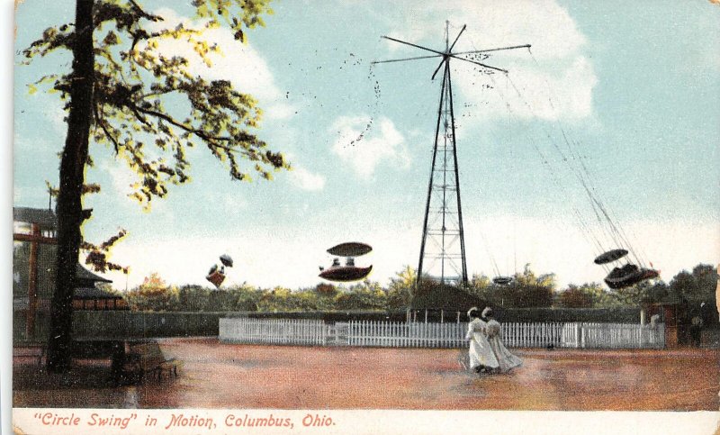 Circle Swing Amusement Ride Columbus Ohio 1914 postcard