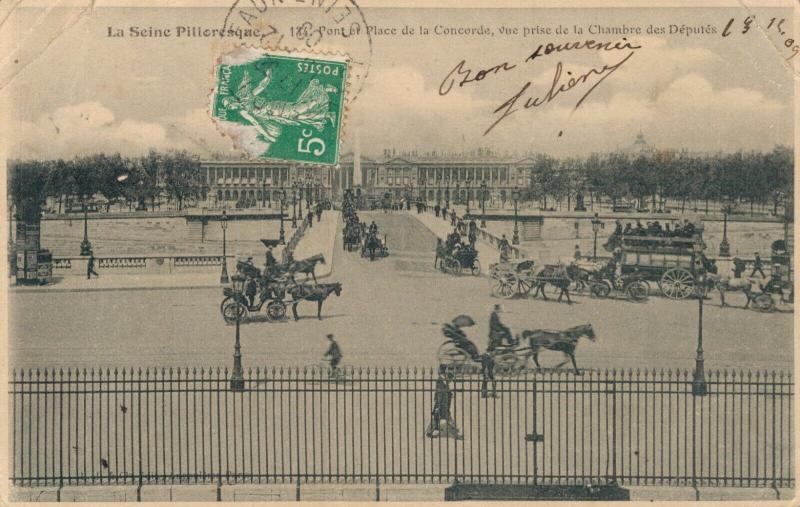 France La Seine Pittoresque Pont et place de la Concorde Vintage Postcard 01.89