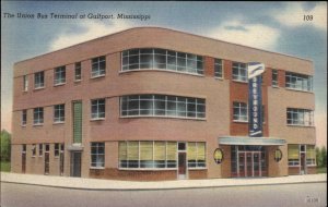 Gulfport MS Union Bus Terminal Linen Postcard