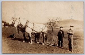 K21/ Loudonville Ohio RPPC Postcard c1910 Farming Horse Plow 195