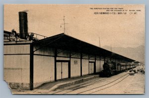 KOBE JAPAN TRAIN STATION ANTIQUE POSTCARD