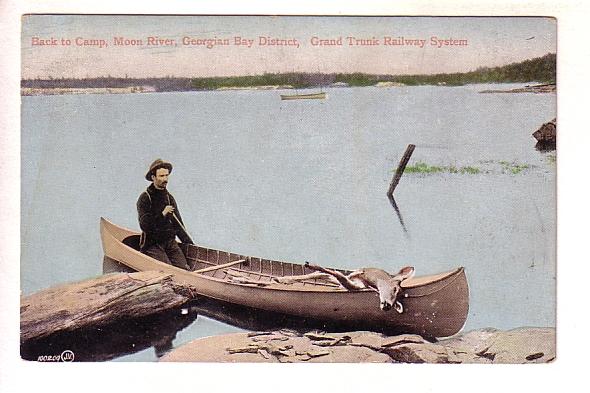 Hunter in Canoe with Dead Deer, Back to Camp, Moon River, Georgian Bay, Ontar...