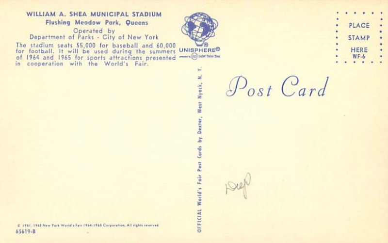 New York World's Fair Flushing Meadow Aerial View Chrome Post...