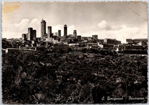 S. Gimignano - Panorama Siena Italy Buildings Castles Real Photo RPPC Postcard