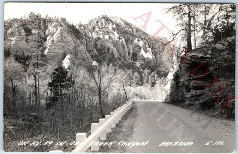 c1940s Coconino Co, AZ RPPC Oak Creek Canyon Hwy 89 Real Photo PC A165