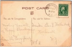 Joyous Thanksgiving, Butler Waiter Footman Serving Turkey c1920 Postcard M11