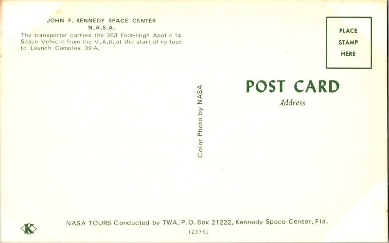 Apollo 14 Space Vehicle Transport to Launch Complex, FL Vintage Postcard J80