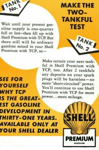 Vintage Shell Premium Gasoline Advertising Postcard unused 2 Tankful Test P2