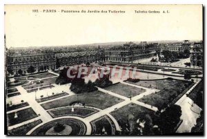 Old Postcard Panorama Paris Tuileries Garden
